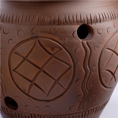 Банка для хранения Кунгурская керамика «Орнамент», 4 л, с отверстиями для вентиляции, молочение, коричневая