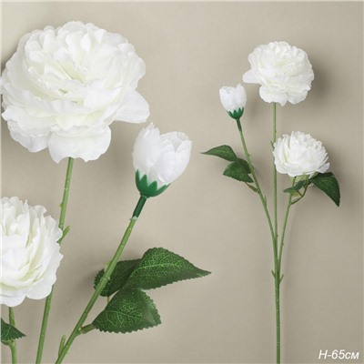 Цветок искусственный БЕЛЫЙ 65 см / ZHQ-2 /уп 200/ 2 больших и 1 маленький