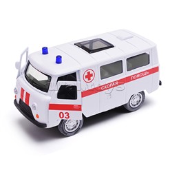 Машина металл УАЗ-452 "Буханка" Скорая 10,5 см, двери, инерционная