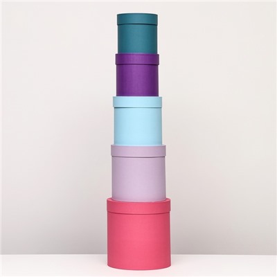 Набор шляпных подарочных коробок 5 в 1, пурпурный, 23×23-15×15 см