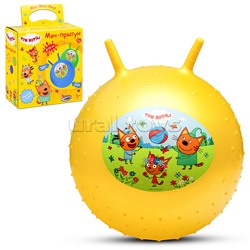 Мяч-прыгун 45 см "Три Кота" массажный с рожками с наклейкой