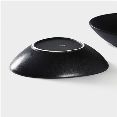 Тарелки глубокие Magistro Carbon, 17,5×15 см, набор 2 шт, фарфор, чёрные
