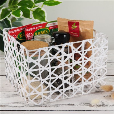 Корзина плетёная Доляна «Паутинка», 21×18×14 см, цвет белый