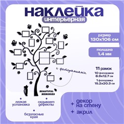 Наклейка интерьерная с фоторамками TAKE IT EASY «Воспоминания», декор на стену, панно 130×106 см