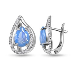 Серьги, лунный камень голубой выращ., СПН4039