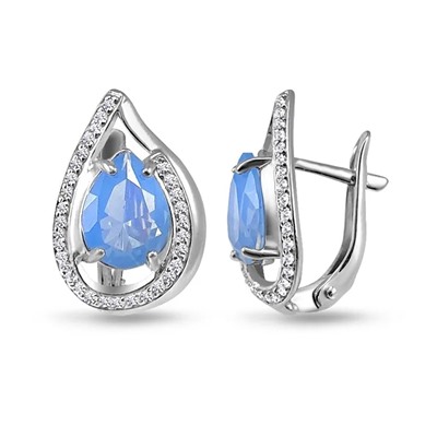 Серьги, лунный камень голубой выращ., СПН4039