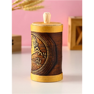 Туес высокий «Конь вороной», банка для хранения, береста