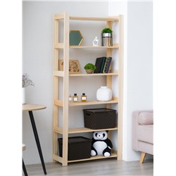 Стеллаж деревянный, 6 полок, 170×84×28 см, хвоя, усиленный, напольный