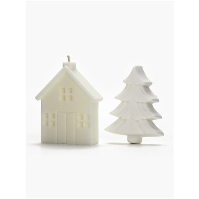Подарочный набор новогодний: фигурное мыло ёлка и фигурная свеча дом, URAL LAB