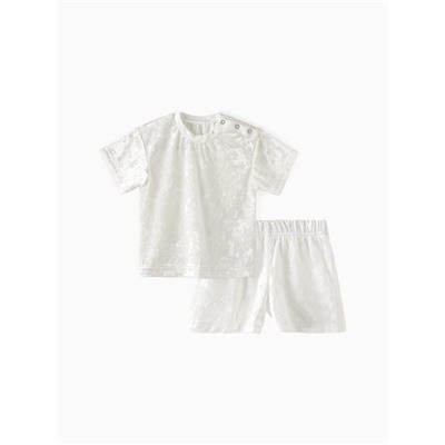 Костюм (шорты и футболка) Крошка Я «Бархат», рост 74-80 см, белый