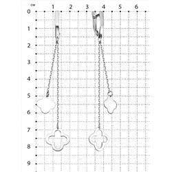 Серьги длинные форма клевер из серебра родированные коллекция quatrefoil 925 пробы 420-10-276р