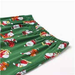 Пижама новогодняя женская (футболка, брюки) «Дед мороз на мопеде», белая, зелёная, размер 48