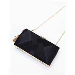 Сумка-клатч женская вечерняя на фермуаре, жёсткий корпус, с золотистой кисточкой, чёрная