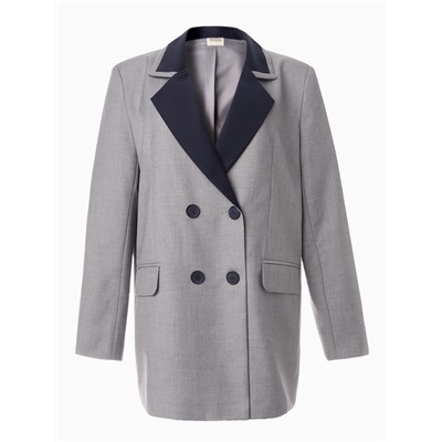 Пиджак женский с контрастным воротником MINAKU: Casual Collection, серый, размер 42