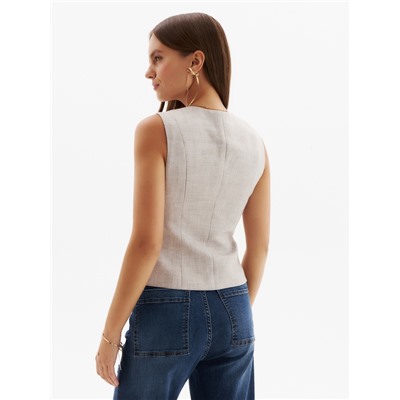 Жилет на пуговицах женский MIST, размер 48, бежевый