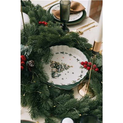 Блюдо для запекания новогоднее Доляна «Приближение чуда», 28.8×25×4.3 см, белое