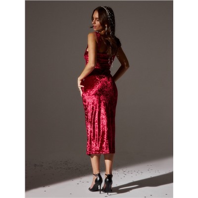 Платье миди женское бархатное MINAKU, размер 44, красное