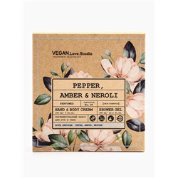 Подарочный набор женский VEGAN.Love.Studio, гель для душа, крем-лосьон, парфюмированный, перец, амбра, нероли