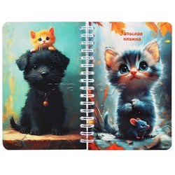 Записная книжка - перевертыш 80л. А6 на гребне "Пушистые друзья"