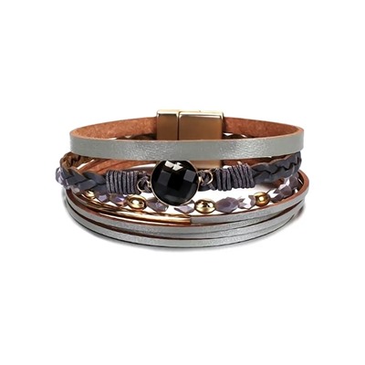 Браслет, кварц, кожа, сталь, стекло, ALBW117