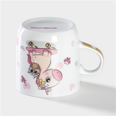 Кружка детская Доляна «Совёнок и единорог», 230 мл, керамика, белая