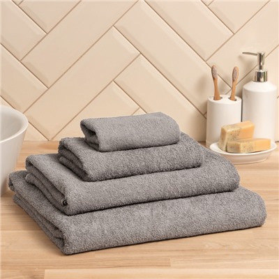 Полотенце махровое «Экономь и Я», 70×130 см, хлопок 100%, серое