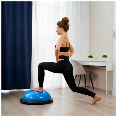 УЦЕНКА Полусфера BOSU гимнастическая ONLYTOP, массажная, с насосом, 58×25 см, синяя