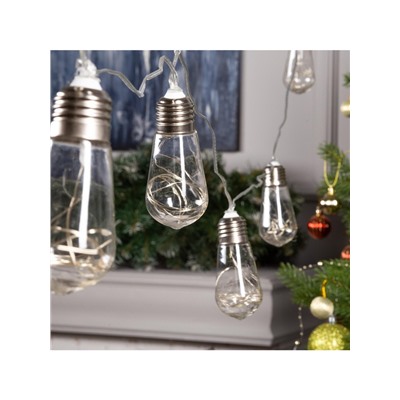 Гирлянда «Нить» 3 м с насадками «Лампа», IP20, прозрачная нить, 80 LED, свечение мульти, 8 режимов, 220 В