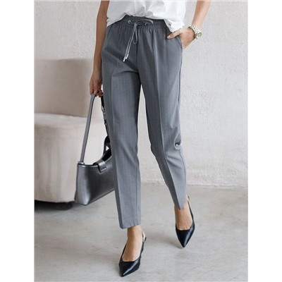 Брюки с поясом на резинке из премиальной поливискозы с эластаном