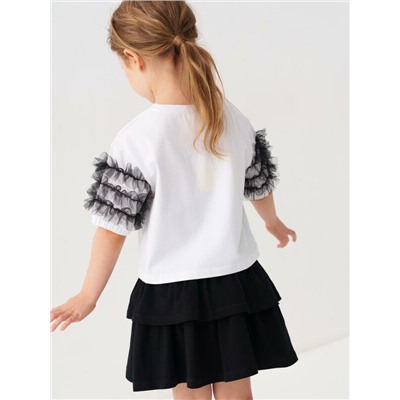 Комплект трикотажный для девочек: джемпер (футболка), юбка