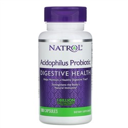 Natrol, пробиотик с ацидофильными бактериями, 1 млрд, 100 капсул
