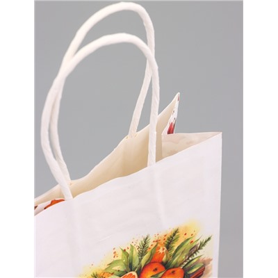 Пакет бумажный подарочный новогодний крафт «Атмосфера Нового Года» 16×12×6 см