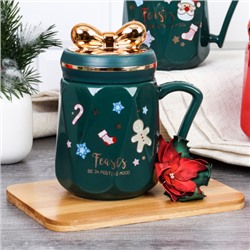 Кружка новогодняя с крышкой /450 мл/ 312 /уп 60/