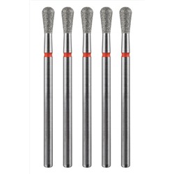 Manita Professional Фреза алмазная груша для аппаратного маникюра 856.104.237.070.033 ФАОКС-3.3-7 М, красная насечка, ø 3,3 мм, 5 шт. KRISTALLER, 1231208