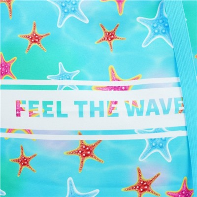 Сумка женская пляжная Feel the wave, 39×32 см, голубая