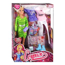 Кукла 29см София (руки и ноги сгиб, 2 комплекта одежды, акс,) в коробке