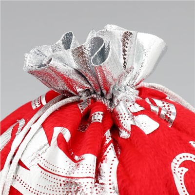 Мешочек подарочный новогодний плюш «Дед Мороз», тиснение, 20×30 см ± 1.5 см