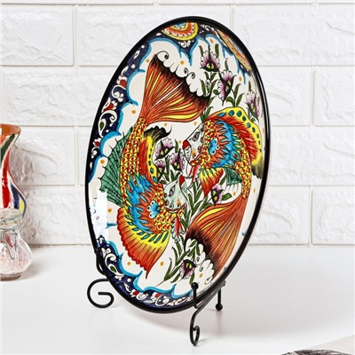 Ляган узбекский Риштанская Керамика «Рыбка», d=32 см, разноцветный