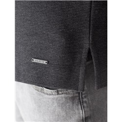 Лонгслив из мягкого фактурного трикотажа с плетеным воротником поло на пуговицах