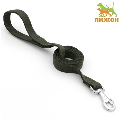 Поводок двухслойный с усиленным карабином, 1.2 м × 2.5 см, зелёный