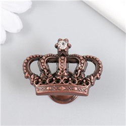 Ручка для шкатулки металл «Корона», страза, состаренная медь, 4.5×3.2×2.6 см