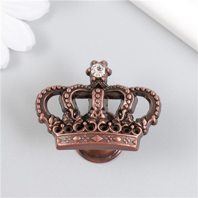 Ручка для шкатулки металл «Корона», страза, состаренная медь, 4.5×3.2×2.6 см