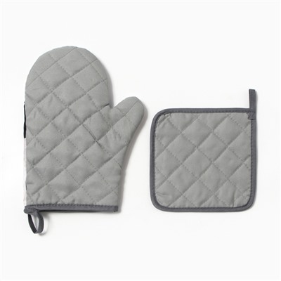 Набор кухонный «Be happy» варежка-прихватка 20×27 см, прихватка 17×17 см 100% п/э