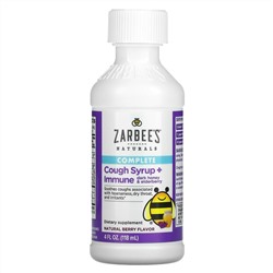 Zarbee's, комплексная добавка для детей, сироп от кашля и поддержка иммунитета, темный мед и бузина, со вкусом натуральных ягод, 118 мл (4 жидк. унции)