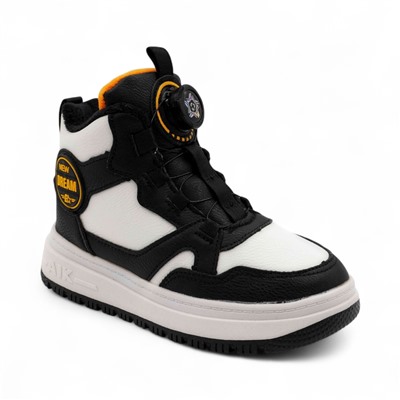 Зимние кроссовки на меху А7187-6 черно белые