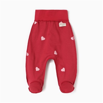 Ползунки детские MINAKU: Сердца, рост 74-80 см, красные