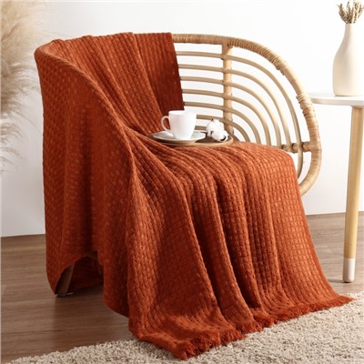 Плед «Этель» Relief, 130×170 см, 100% акрил, цвет терракотовый