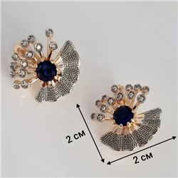 Серьги ювелирная бижутерия коллекция "Дубай" покрытие позолота, вставка: фианиты, цвет: синий и прозрачный, арт.313.368