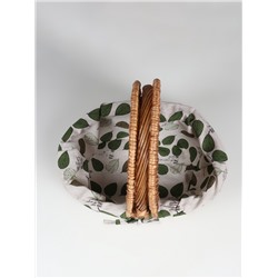 Плетёная корзина-лукошко, ткань внутри, 2 крышки, 33×25 см, Н 17/13 см, Н с ручкой 30 см, дно 23×16 см 1