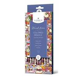 Карандаши пластиковые 12цв "WOOD FREE COCKTAIL KITTENS" трехгранные LXCPWF12-CK LOREX